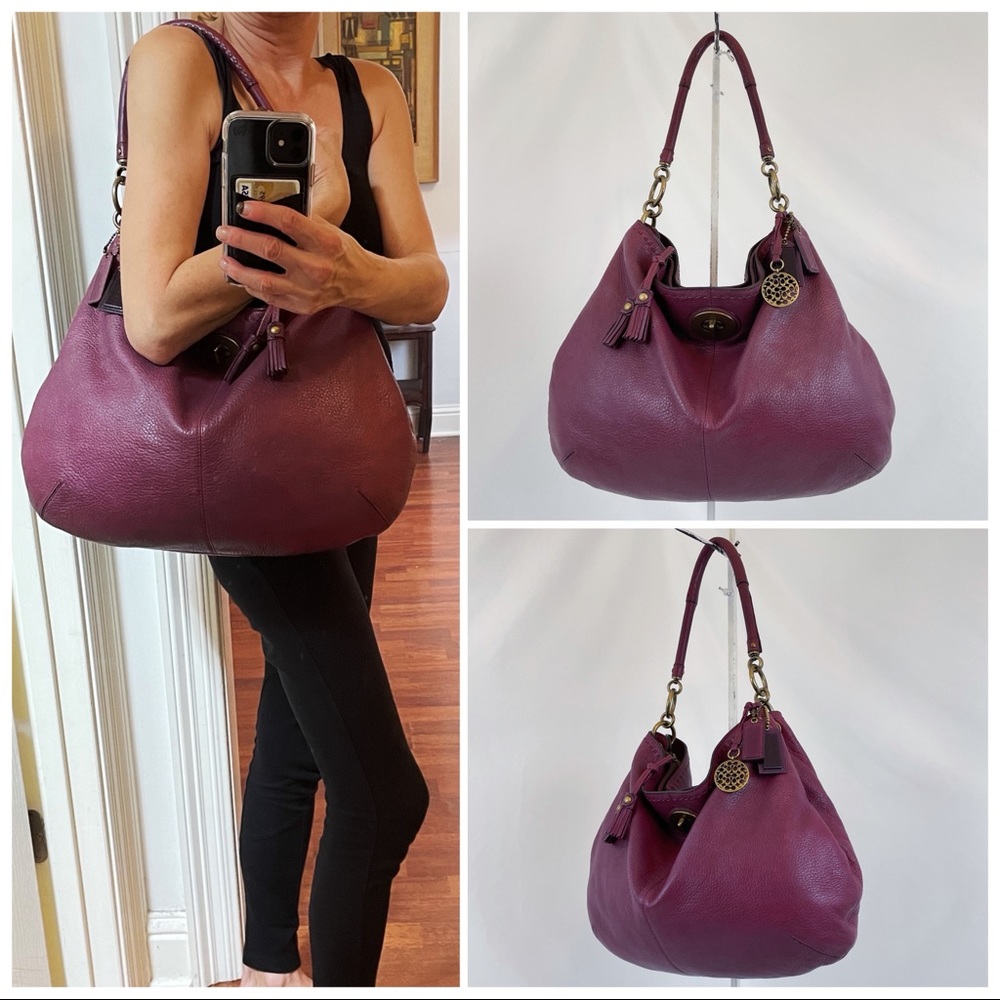 Coach Extra Large Alexandra Merlot Leather Hobo Shoulder Bag